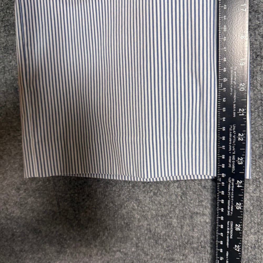 Chicos Pants .5 Womens 6 Blue White Pinstripe Perfect Stretch Wide Leg Cropped - Picture 11 of 14